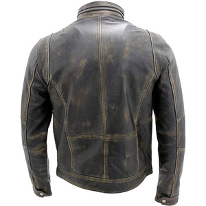 Winter Distressed Brown Motorcycle Pure Cowhide Leather Jacket For Men