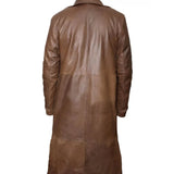 Winter Brown Outerwear Pure Lambskin Leather Long Trench Coat For Men