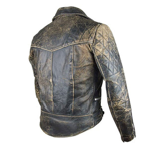 Winter Distressed Brown Vintage Biker Cowhide Leather Jacket For Men