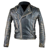 Winter Distressed Brown Vintage Biker Cowhide Leather Jacket For Men