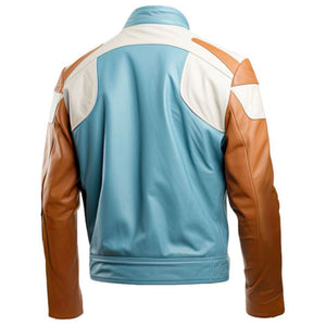 Winter White Bomber Biker Genuine Sheepskin  Leather Jacket For Men