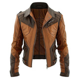 Chocolate Brown Genuine Sheepskin Classy Biker Leather Jacket For Men