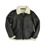 Black Aviator Black B-6 Bomber Pure Sheepskin Leather Jacket For Men