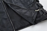 Black Sleeveless Genuine Lambskin Leather Moto Biker Waistcoat For Men