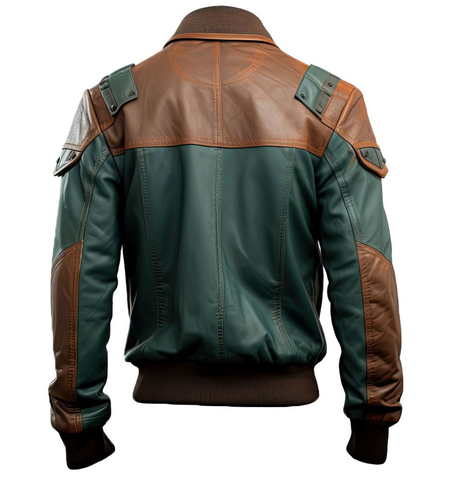 Brown Patched Bomber Premium Cowhide Moto Racer Leather Jacket For Men