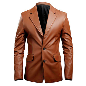 Winter Brown Genuine Sheepskin Slim-fit Classy Leather Blazer For Men