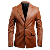 Winter Brown Genuine Sheepskin Slim-fit Classy Leather Blazer For Men