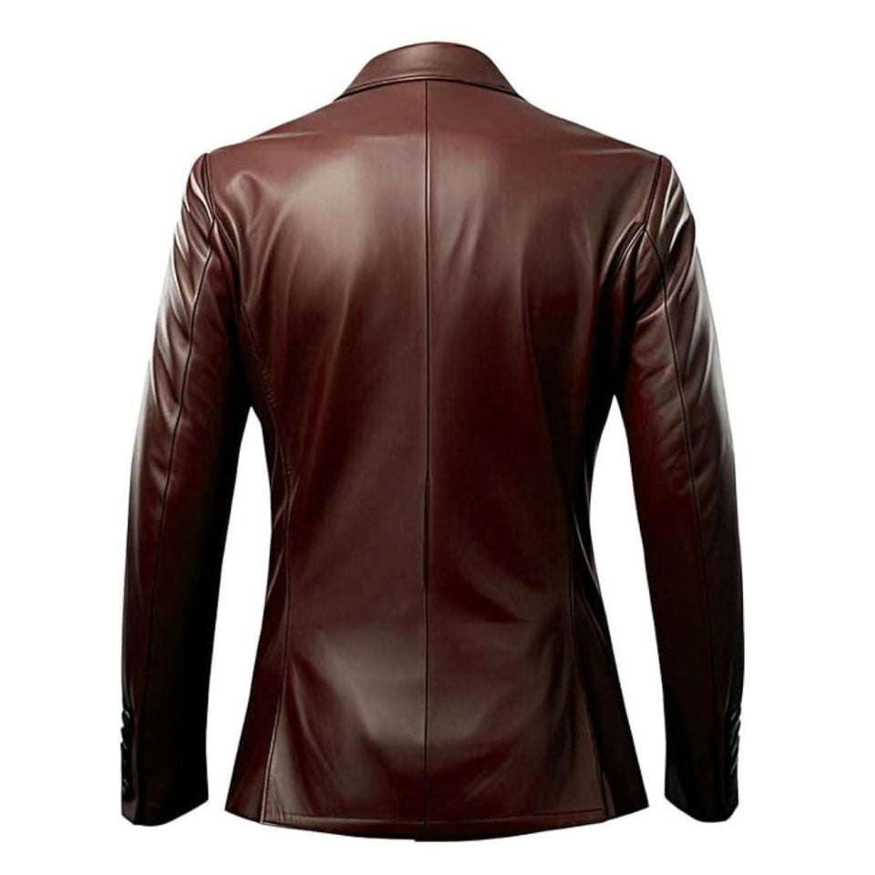 Office Wear Single Breasted Genuine Sheepskin Leather Blazer For Men