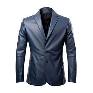 Office Wear Single Breasted Genuine Sheepskin Leather Blazer For Men