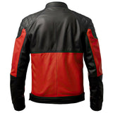 Winter Red Cafe Racer Genuine Sheepskin Biker Leather Jacket For Men