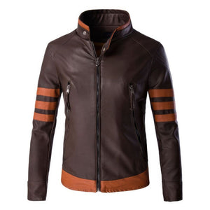 Winter Classic Brown Motorcycle Pure Sheepskin Leather Jacket For Men