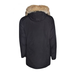 Winter Warm Black Fur Hooded Parka Streetwear Pure Cotton Coat For Men