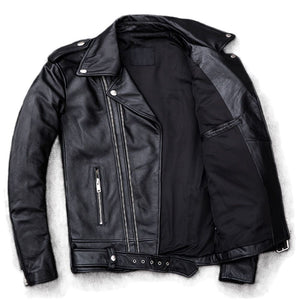 Classic Black Brando Motorcycle Premium Cowhide Leather Jacket For Men