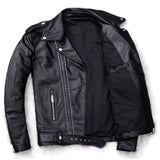 Classic Black Brando Motorcycle Premium Cowhide Leather Jacket For Men