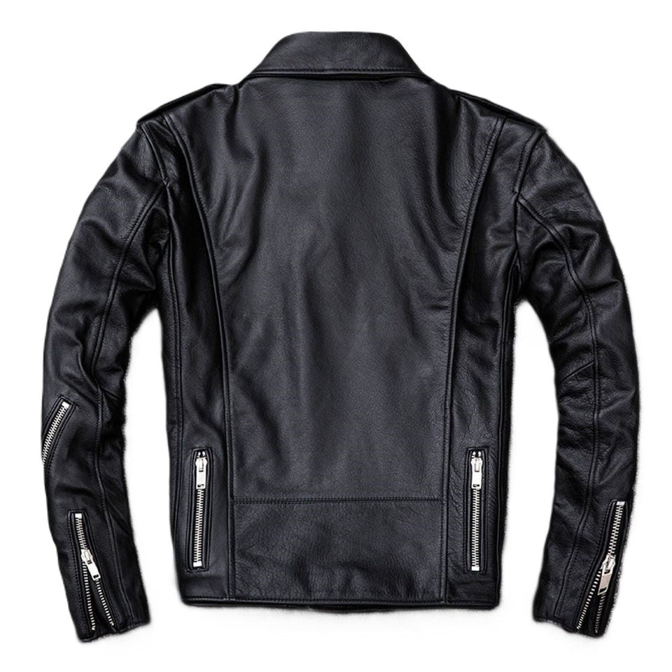 Classic Black Brando Motorcycle Premium Cowhide Leather Jacket For Men