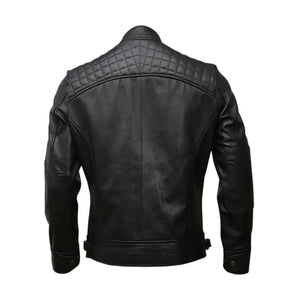 Winter Motorcycle Quilted Pure sheepskin Biker Leather Jacket For Men