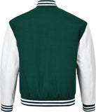 Black Genuine Lambskin Varsity Rib-Knitted Leather Jacket For Men