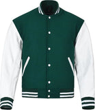 Black Genuine Lambskin Varsity Rib-Knitted Leather Jacket For Men