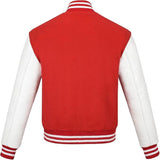 Black Genuine Lambskin Varsity Rib-Knitted Leather Jacket For Men