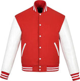 Black Genuine Lambskin Varsity Rib-Knitted Leather Jacket For Men