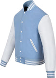 Black Genuine Lambskin Varsity Rib-Knitted Leather Jacket For Men