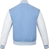 Black Genuine Lambskin Varsity Rib-Knitted Leather Jacket For Men
