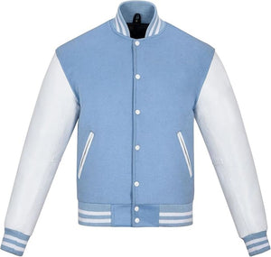 Black Genuine Lambskin Varsity Rib-Knitted Leather Jacket For Men