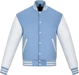 Black Genuine Lambskin Varsity Rib-Knitted Leather Jacket For Men