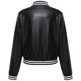 Winter Black Bomber Chic Biker pure Sheepskin Leather Jacket For Women