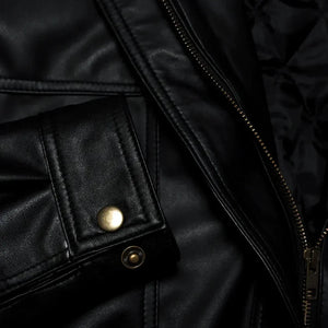 Classic Black Bomber Biker Genuine Sheepskin Leather Jacket For Women