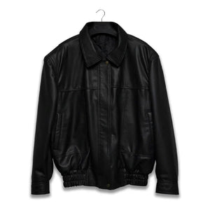 Classic Black Bomber Biker Genuine Sheepskin Leather Jacket For Women