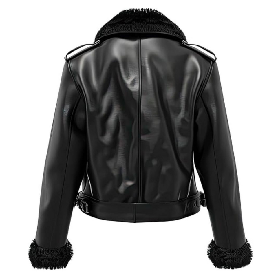 Winter Black Pure Sheepskin B3 Aviator Biker Leather Jacket For Women