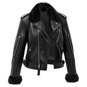 Winter Black Pure Sheepskin B3 Aviator Biker Leather Jacket For Women