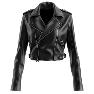 Black Slim-Fit Motorcycle Genuine Sheepskin  Leather Jacket For Women