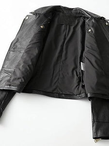 Classic Belted Black Biker Genuine Sheepskin Leather Jacket For Women