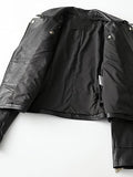 Classic Belted Black Biker Genuine Sheepskin Leather Jacket For Women