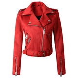 Classy Red Brando Motorcycle Pure Sheepskin Leather Jacket For Women