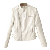 White Stylish Slim-Fit Biker Pure Sheepskin Leather Jacket For Women