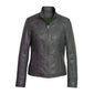 Black Stab-Stitch Style Pure Sheepskin Racer Leather Jacket For Women