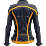 Classic Black Pure Sheepskin Futuristic Biker Leather Jacket For Women