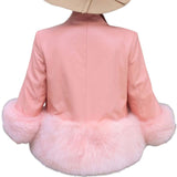 Pink Faux Shearling Fur Korean Pure Sheepskin Leather Jacket For Women