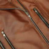 Brown Vintage Motorcycle Genuine Sheepskin Leather Jacket For Women