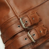 Brown Vintage Motorcycle Genuine Sheepskin Leather Jacket For Women