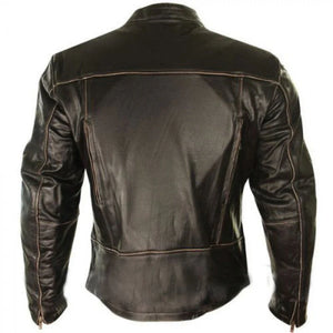 Vintage Rustic Brown Café Racer Pure Lambskin leather Jacket For Men