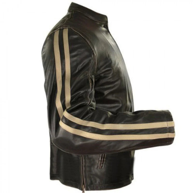 Buy Vintage Rustic Brown Café Racer Lambskin leather Jacket For Men ...