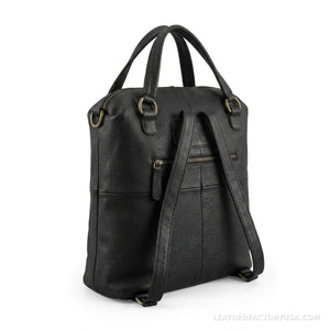Black convertible leather backpack purse – dimensions 14 x 10 x 6 inches