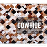 Multi-color hair-on cowhide patchwork tote bag – close-up of hair-on cowhide patchwork texture