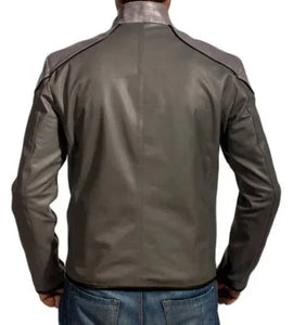 Dark Brown Large Bold-Flash Logo Pure Sheepskin Leather Jacket For Men