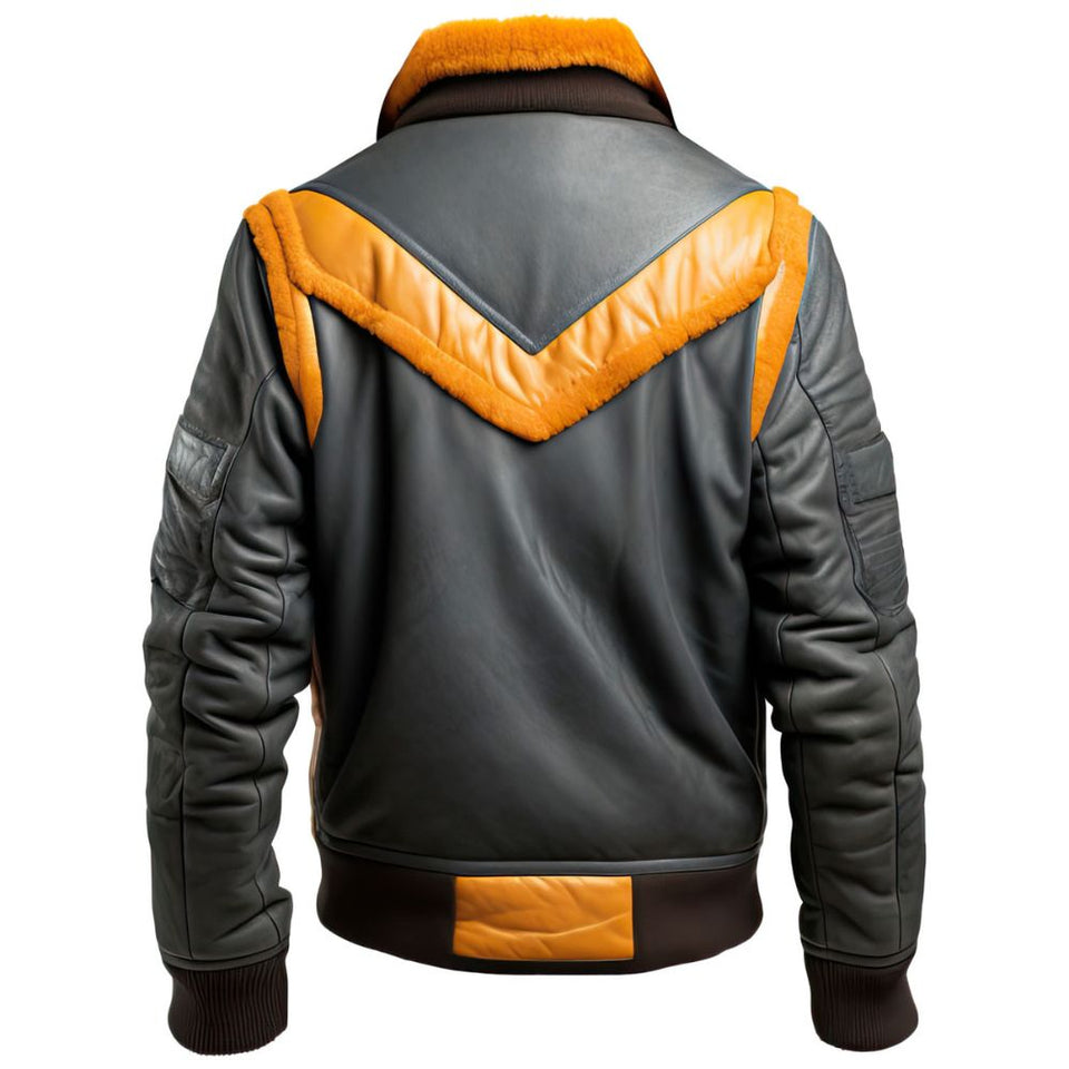Winter Grey Mustard B3 Aviator Pure Sheepskin Leather Jacket For Men