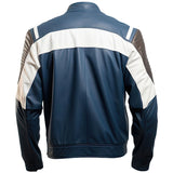 Winter Navy Blue Motorcycle Genuine Sheepskin Leather Jacket For Men